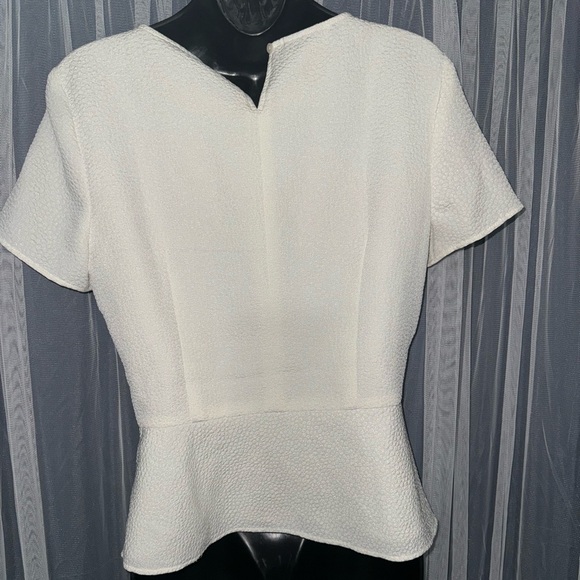 Talbots White Peplum Short Sleeve Blouse Top (4P) - Picture 2 of 5